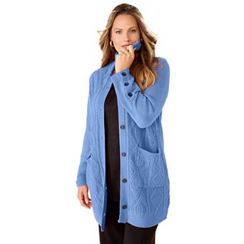 Catherines Women's Plus Size Cashmiracle Buttonfront Cable Cardigan