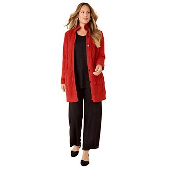 Catherines Women's Plus Size Cashmiracle; Buttonfront Cable Cardigan