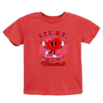 Little Miss Valentine Skateboard Toddler Short Sleeve Graphic Tee