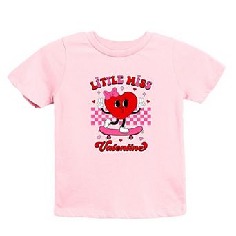 Little Miss Valentine Skateboard - Toddler Short Sleeve Graphic T-Shirt
