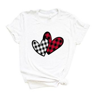 Buffalo Plaid Hearts Short Sleeve Graphic Tee