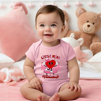 Little Miss Valentine Skateboard Baby Bodysuit