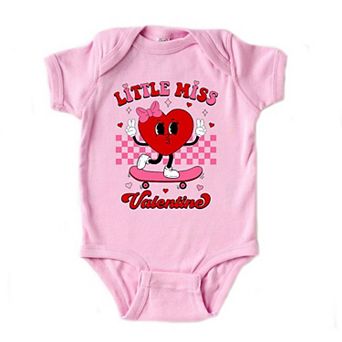 Little Miss Valentine Skateboard Baby Bodysuit
