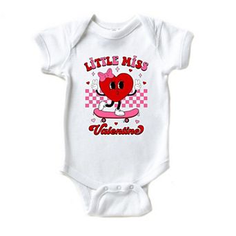 Little Miss Valentine Skateboard Baby Bodysuit