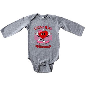 Little Miss Valentine Skateboard Baby Long Sleeve Bodysuit