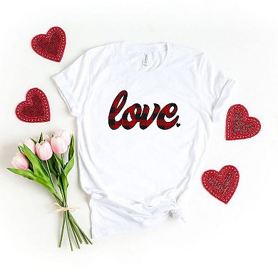 Buffalo Plaid Love Short Sleeve Graphic Tee