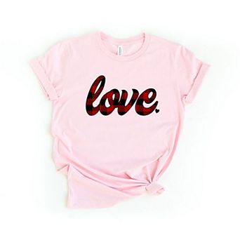Buffalo Plaid Love Short Sleeve Graphic Tee