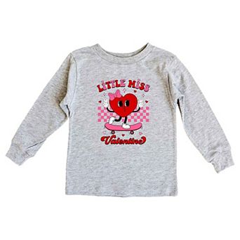 Little Miss Valentine Skateboard Toddler Long Sleeve Graphic Tee
