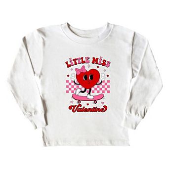 Little Miss Valentine Skateboard Toddler Long Sleeve Graphic Tee