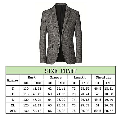 Mens Wool Blend Blazer Jacket Lightweight Herringbone Tweed Blazer Two Button Casual Suit Coat