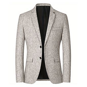 Mens Wool Blend Blazer Jacket Lightweight Herringbone Tweed Blazer Two Button Casual Suit Coat