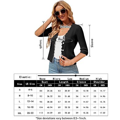 Womens Cropped Cardigan Knit Shrugs for Dresses Tops V Neck Button Down Cardigans Sweaters