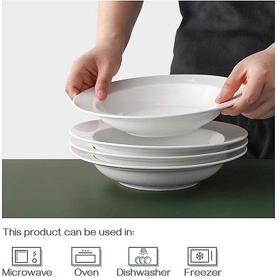 20 Ounces Soup Bowls, Pasta Bowls Plates, White Salad Bowls Set of 4
