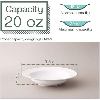 20 Ounces Soup Bowls, Pasta Bowls Plates, White Salad Bowls Set of 4