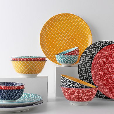 10" Ceramic Dinner Plates, Porcelain Pasta Salad Plate Set