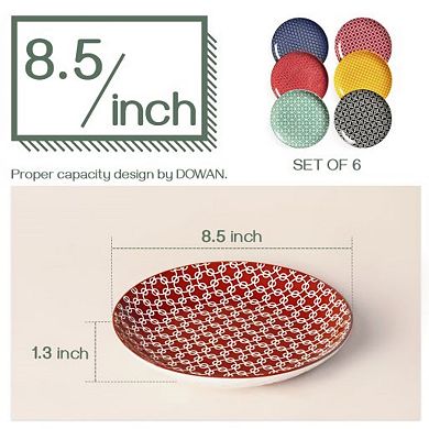 8.5 Inch Ceramic Dinner Plates, Porcelain Pasta Salad Plate Set