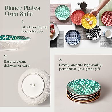 8.5 Inch Ceramic Dinner Plates, Porcelain Pasta Salad Plate Set