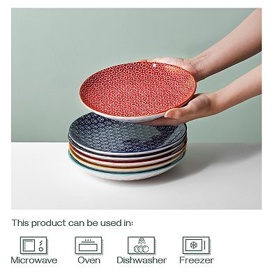 8.5 Inch Ceramic Dinner Plates, Porcelain Pasta Salad Plate Set