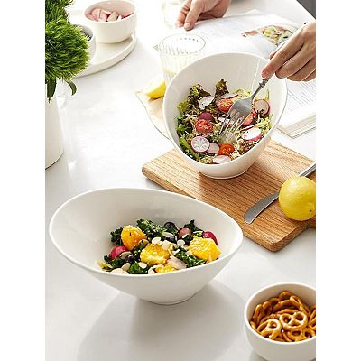DOWAN Salad Bowls,2 Packs Angled Serving Bowls Porcelain,26 Ounces