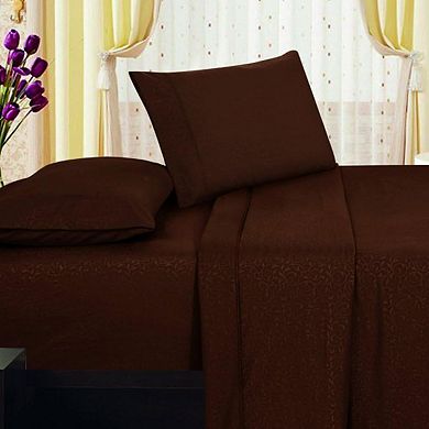 1800 Series Embossed Egyptian Vine Design 4-Piece Sheet Set