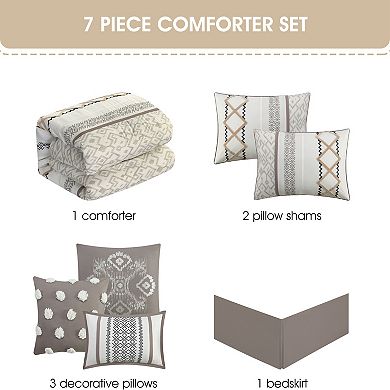 Nanshing Anthony Geometric Emboridered Comforter Set