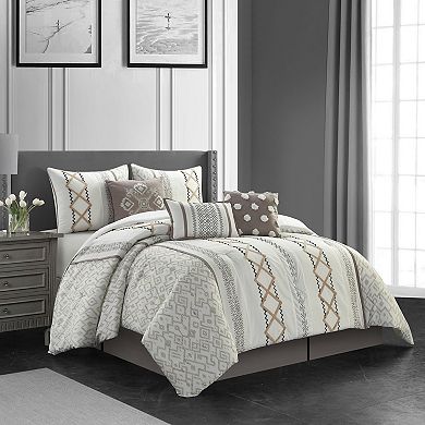 Nanshing Anthony Geometric Emboridered Comforter Set
