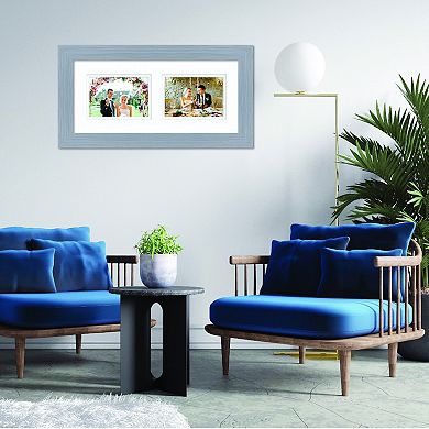 COURTSIDE MARKET Classic Hues Collection Grey 8x18 2 Photo Opening Wall Frame