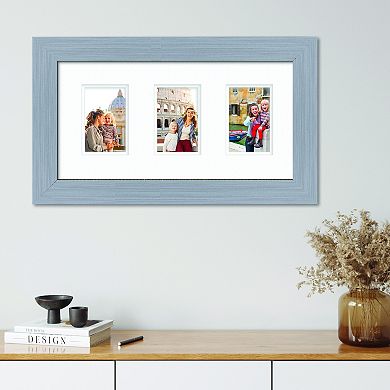 COURTSIDE MARKET Classic Hues Collection Grey 3 4x6 Photo Openings Wall Frame