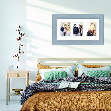 COURTSIDE MARKET Classic Hues Collection Grey 10x20 3 Photo Opening Wall Frame