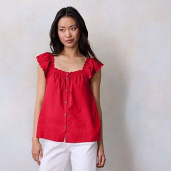 Women's LC Lauren Conrad Ruffle Front Pintuck Tank Top