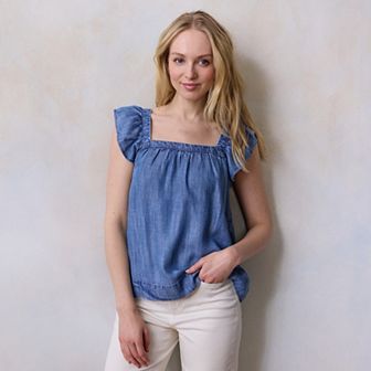 Women's LC Lauren Conrad Ruffle Front Pintuck Tank Top