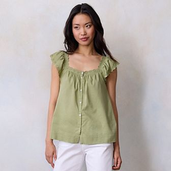 Women's LC Lauren Conrad Ruffle Front Pintuck Tank Top