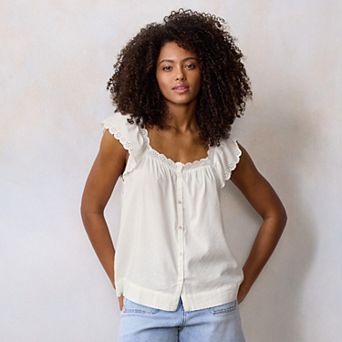 Women's LC Lauren Conrad Ruffle Front Pintuck Tank Top
