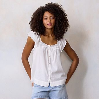 Women's LC Lauren Conrad Ruffle Front Pintuck Tank Top