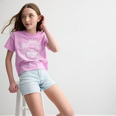 Girls 6-20 SO® Short Sleeve Boxy Graphic Tee in Regular & Plus