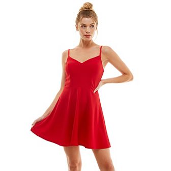 Juniors' Lily Rose Strappy Scuba Crepe Skater Dress