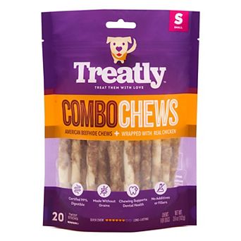 Treatly Combo Chews 20 pk Beefhide Twist Sticks Wrapped Chicken Treats