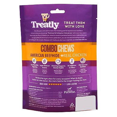 Treatly Combo Chews 20-pk. Beefhide Twist Sticks Wrapped Chicken Treats