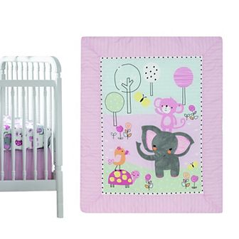 Bedtime Originals Twinkle Toes Elephant & Monkey 3 pc Nursery Crib Bedding Set