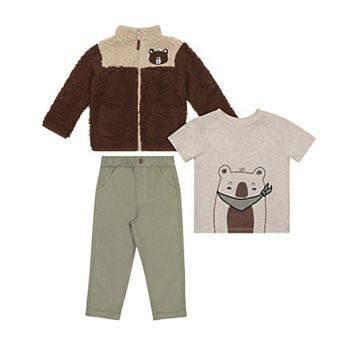 Baby & Toddler Boy Little Lad 3 pc Sherpa Jacket, T-Shirt & Pants Set