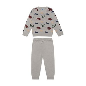 Baby & Toddler Boys Little Lad 2 pc Allover Print Dinosaur Sweater & Pants Set