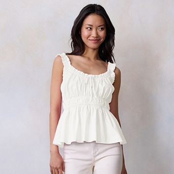 Women's LC Lauren Conrad Shirred Babydoll Tank Top