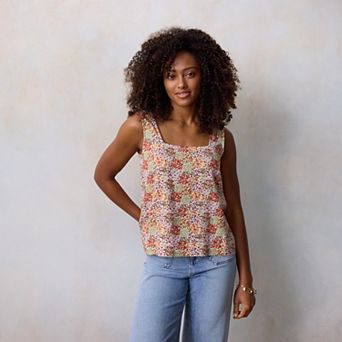 Women’s LC Lauren Conrad Square Neck Button Back Tank Top