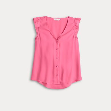 Women's LC Lauren Conrad Ruffle Shoulder V-Neck Tank