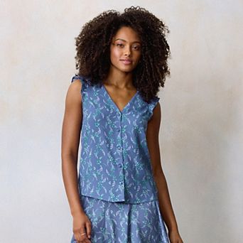 Women's LC Lauren Conrad Ruffle Shoulder V-Neck Tank