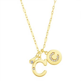 Paige Harper 14k Gold Flash Plated V-Cluster Initial & Cubic Zirconia Charm Necklace