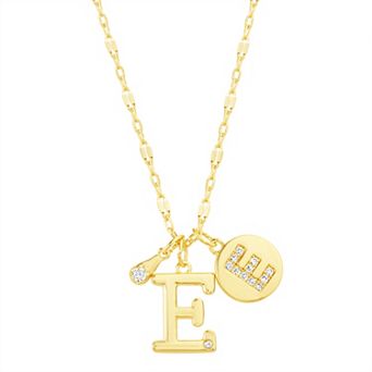 Paige Harper 14k Gold Flash Plated V-Cluster Initial & Cubic Zirconia Charm Necklace