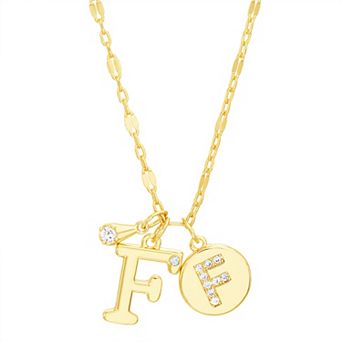 Paige Harper 14k Gold Flash Plated V-Cluster Initial & Cubic Zirconia Charm Necklace