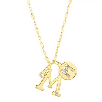 Paige Harper 14k Gold Flash Plated V-Cluster Initial & Cubic Zirconia Charm Necklace