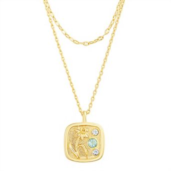 Paige Harper Gold Plated Double-Layered Daffodil Disc CZ Necklace